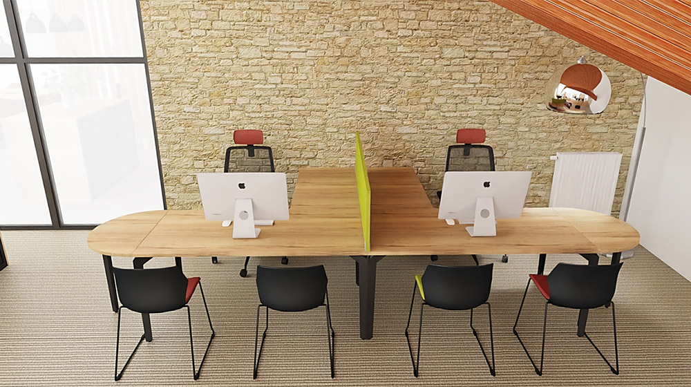 Rendu 3D bureau double par le bureau d'études d'IPB Office Solutions