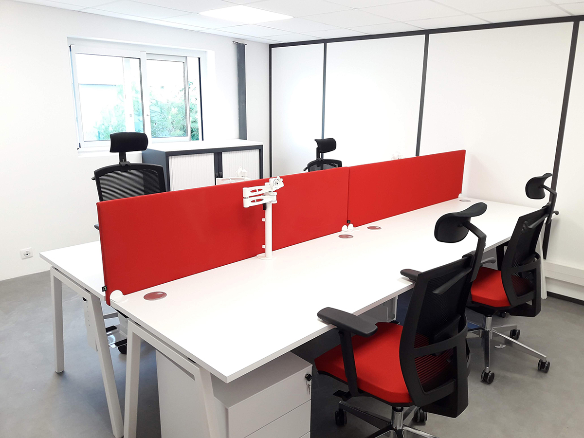 bureau de 4 blanc et rouge EUROS IPB Office Solutions